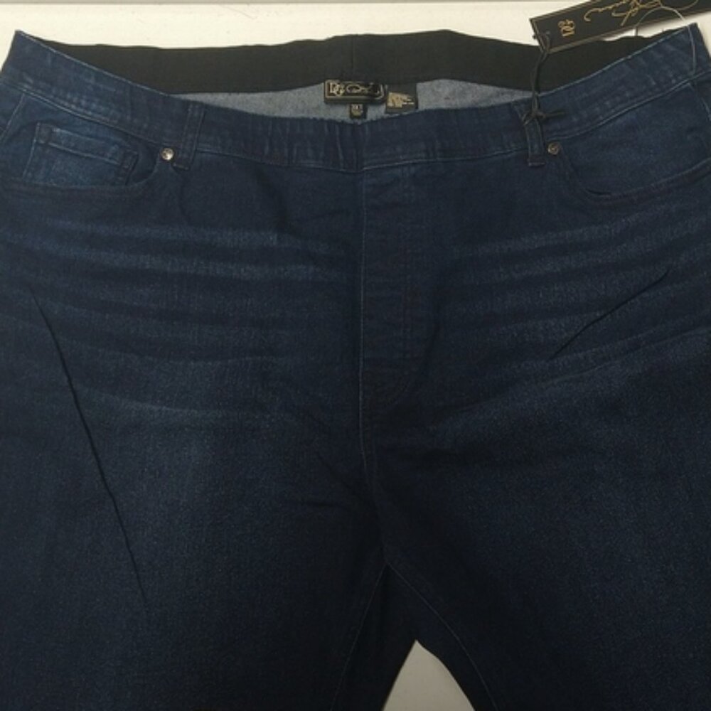 NEW! 5 Pocket Super Stretch Jeggings, Dark Wash Denim - Plus Size TALL - Picture 3 of 10